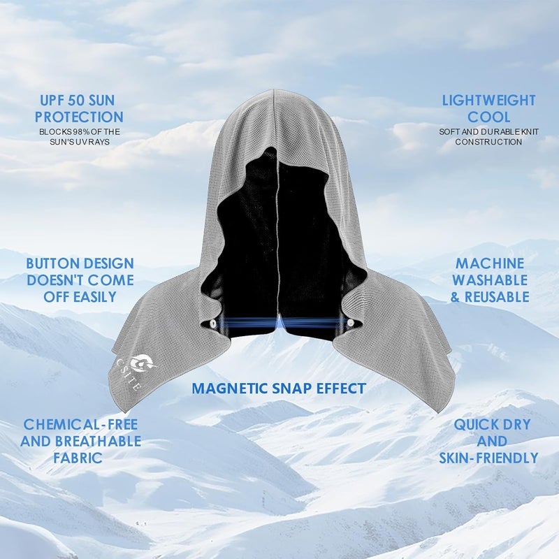 CASITE 2 Pack Cooling Hoodie Towels, Instant Cooling Towels for Neck and Face, UPF 50 Sun Protection, Ice Towel for Hot Weather, Head Towel for Sports, Camping, Cycling & More Activities - Image 2